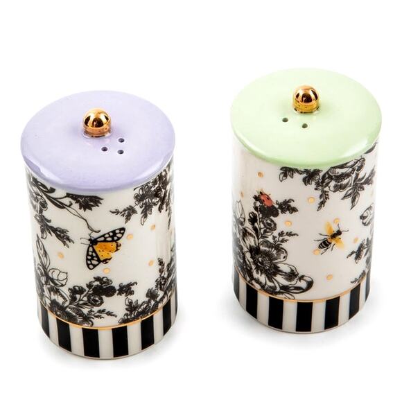Brand New Mackenzie-Childs Butterfly Toile Salt & Pepper Set - Picture 2 of 2